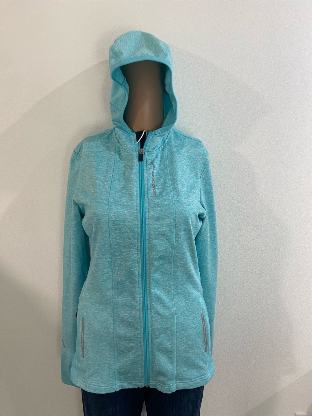 Brooks Light Aqua Hooded sportswear’s Jacket Sz Medium